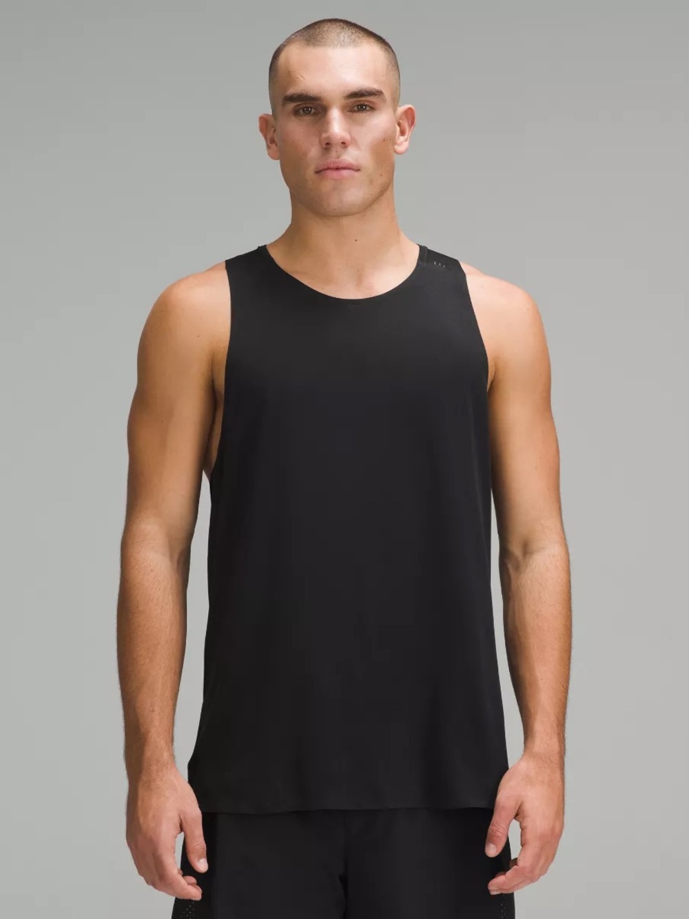 Lululemon Mens Fast and Free Tank Top Black Mesh Size Medium 748